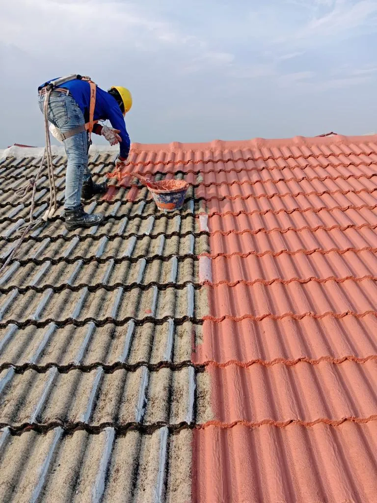 Commercial building flat roof PU membrane waterproofing application Commercial building flat roof PU membrane waterproofing application